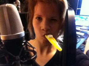 Recording a kazoo for the boss level